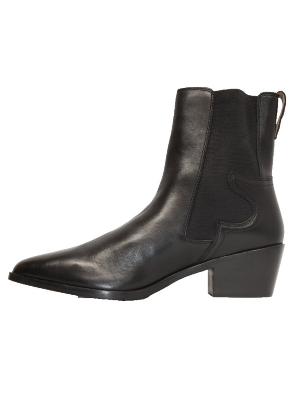 New! AllSaints Women Kara Black Leather Western Chelsea Ankle Boots Size 9 DD563